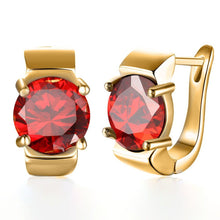 Load image into Gallery viewer, 14K Gold Plating Large Princess Cut Swarovski Elements Abstract Huggies
