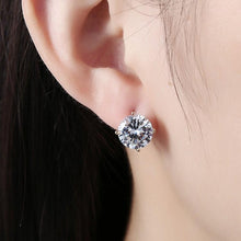 Load image into Gallery viewer, 18K White Gold Swarovski Crystal Huggies Set