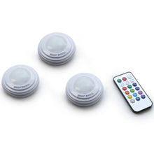 Load image into Gallery viewer, 3-Pack: Bright Basics Color Changing Wireless Led Puck Lights With Remote Control