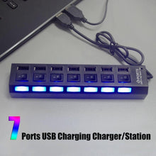 Load image into Gallery viewer, 7 Port USB 2.0 Hub High Speed Multiport