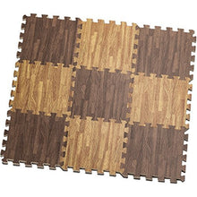 Load image into Gallery viewer, 9-Piece Set: HemingWeigh Printed Wood Grain Interlocking Foam Floor Puzzle Mats