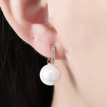 Load image into Gallery viewer, Freshwater Pearl Swarovski Elements Pav'e Clip On Earrings in 14K Gold Plating