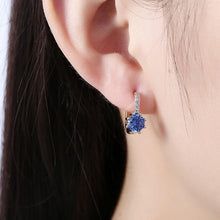 Load image into Gallery viewer, Simulated Star Shaped Micro Pav'e Leverback Earrings Set in 18K Gold