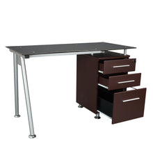 Load image into Gallery viewer, Tempered Glass Top Computer Desk with Storage