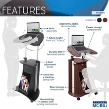 Load image into Gallery viewer, Sit-to-Stand Rolling Adjustable Laptop Cart with Storage