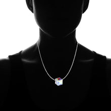 Load image into Gallery viewer, Aurora Borealis Crystal Cube Necklace Made with Swarovski Crystal