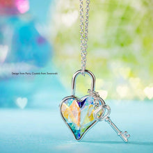 Load image into Gallery viewer, Aurora Borealis Key to my Heart Pendant Necklace
