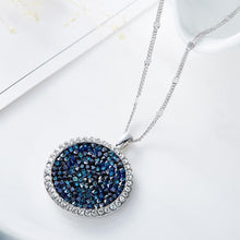 Load image into Gallery viewer, Blue Druzy Stone Circular Pendant Necklace in 14K White Gold