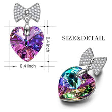 Load image into Gallery viewer, Changing Rainbow Stone Bowtie Heart Drop Earring