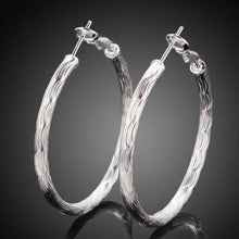 Load image into Gallery viewer, Diamond Cut Hoop Earrings In White Gold