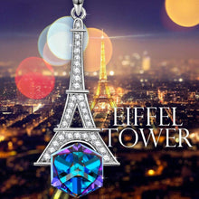 Load image into Gallery viewer, Eiffel Tower Blue Cubed Pendant Necklace