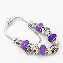 Load image into Gallery viewer, Filigree Purple Crystal Pav'e Awareness Charm Bracelet