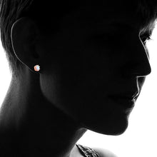 Load image into Gallery viewer, Fire Opal Crown Stud Earrings in 18K Rose Gold Plating