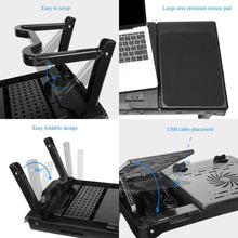 Load image into Gallery viewer, Foldable Laptop Table Bed Notebook Desk with Cooling Fan Mouse Board