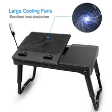 Load image into Gallery viewer, Foldable Laptop Table Bed Notebook Desk with Cooling Fan Mouse Board