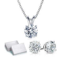 Load image into Gallery viewer, Golden NYC Jewelry 3 CTTW Round Necklace and Earrings Set