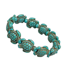 Load image into Gallery viewer, Handmade Turquoise Hawaiian Sea Turtles Bracelet