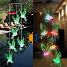 Load image into Gallery viewer, LED Solar String Lights Hummingbird Wind Chime