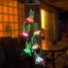 Load image into Gallery viewer, LED Solar String Lights Hummingbird Wind Chime