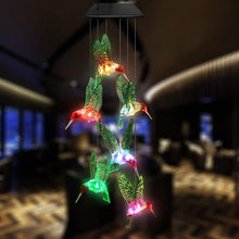 Load image into Gallery viewer, LED Solar String Lights Hummingbird Wind Chime