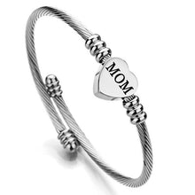Load image into Gallery viewer, Mother's Day Stainless Steel Heart Charm Bangle