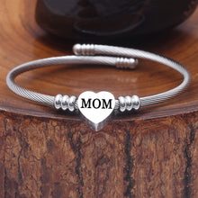 Load image into Gallery viewer, Mother's Day Stainless Steel Heart Charm Bangle