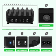 Load image into Gallery viewer, NTONPOWER Smartphone Charging Station 5 USB Ports Dock & Organizer