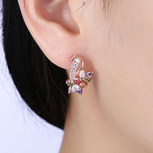 Load image into Gallery viewer, Rainbow Mona Lisa Stud Earring in 18K Rose Gold Plated