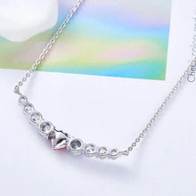 Load image into Gallery viewer, Red Heart Shaped Swarovski Elements Orchid Pav'e Necklace in 14K White Gold
