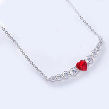 Load image into Gallery viewer, Red Heart Shaped Swarovski Elements Orchid Pav'e Necklace in 14K White Gold