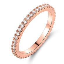 Load image into Gallery viewer, Rose Gold and Round-Cut CZ Single Row Eternity Ring