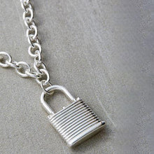 Load image into Gallery viewer, Rough & Edged Padlock Chain Necklace