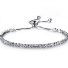Load image into Gallery viewer, Round Cut Swarovski Elements Crystal Adjustable Tennis Bracelet