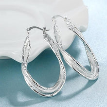 Load image into Gallery viewer, Sterling Silver Abstract French Lock Hoops