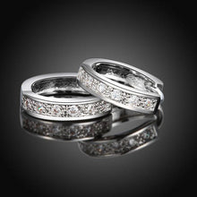 Load image into Gallery viewer, Sterling Silver Pave Huggies Earrings Small Round CZ Huggie Hoop Earrings