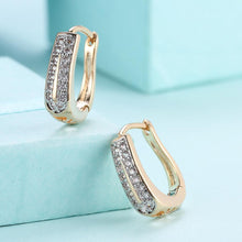 Load image into Gallery viewer, Swarovski Elements Harp Shaped Earrings in 14K Gold