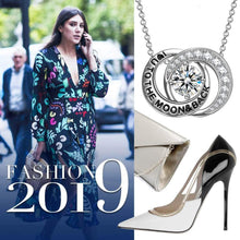 Load image into Gallery viewer, Swarovski Elements Pav'e Love You To The Moon & Back Necklace in 14K White Gold