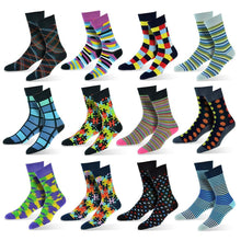 Load image into Gallery viewer, 12-Pack: Cotton Fashion Patterned Men's Socks
