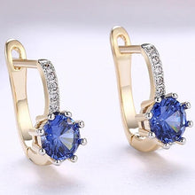 Load image into Gallery viewer, 14K Gold Plating Swarovski Elements Starburst Leverback Pav'e Clip On Earrings
