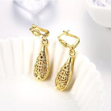 Load image into Gallery viewer, 18K Gold Laser Cut Filigree Drop Earrings - Assorted Colors
