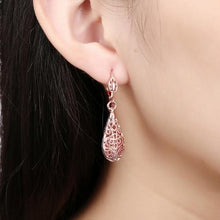 Load image into Gallery viewer, 18K Gold Laser Cut Filigree Drop Earrings - Assorted Colors
