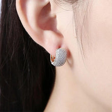 Load image into Gallery viewer, 18K Gold Swarovski Crystal Micro Pav'e Thick Cut Round Huggies Set
