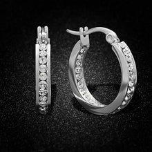 Load image into Gallery viewer, Stainless Steel Huggies Adorned with Swarovski Crystals
