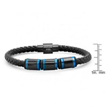 Load image into Gallery viewer, Men’s Two Tone IP Stainless Steel Leather Bracelet
