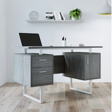 Load image into Gallery viewer, Modern Gray Office Desk with Storage
