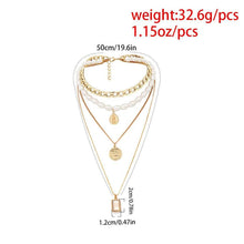 Load image into Gallery viewer, 4-Piece Necklace Set: Choker, Pearl, Coin, Pendant
