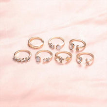 Load image into Gallery viewer, 6-Piece Set: White Crystal Butterfly &amp; Daisy Opal Ring
