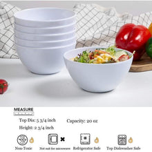 Load image into Gallery viewer, 6-Piece Set: White Melamine Cereal Bowls 20oz
