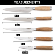 Load image into Gallery viewer, 6-Piece: Zenware German Stainless Steel Kitchen Knives Set with Bamboo Magnetic Block
