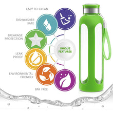 Load image into Gallery viewer, Swig Savvy Glass Water Bottles with Protective Silicone Sleeve &amp; Stainless Steel Leak Proof Lid
